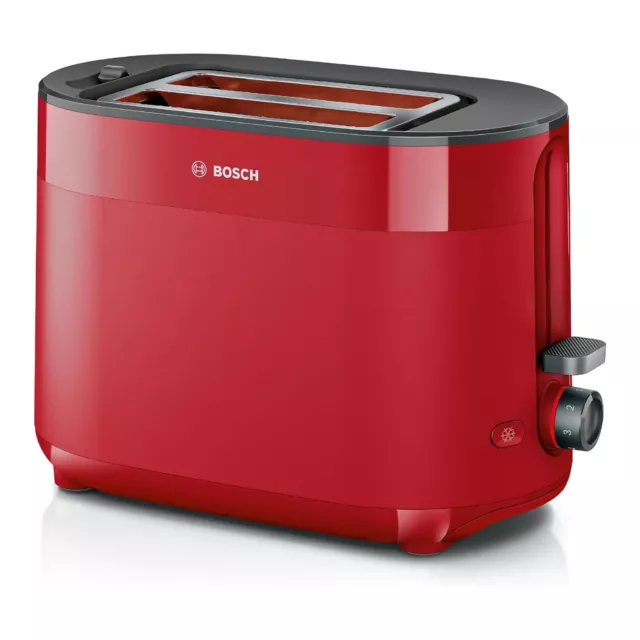 Bosch TAT2M124 Toaster Kompakt MyMoment | Rot | Integrierter Brötchenaufsatz