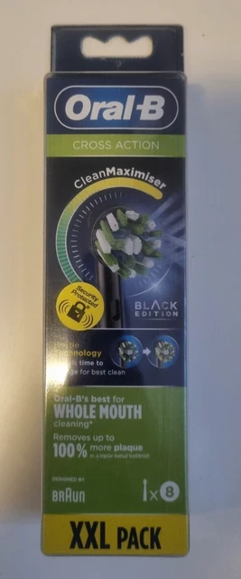 Cabezales de cepillo de dientes eléctricos de repuesto Oral-B CrossAction negros - paquete de 8