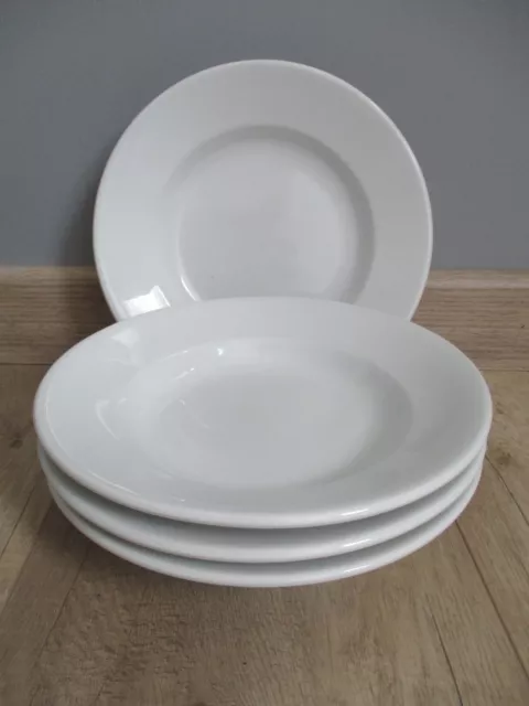 4 Assiettes Creuses  En Porcelaine Blanche Epaisse  Pillivuyt  Made In France"""