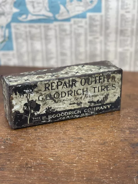 Vtg 1920s 30s Goodrich Tires Repair Outfit Advertising Tin Box Akron OH