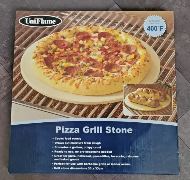 UNIFLAME Ceramic Pizza Stone, 13-Inch Ready-To-Use 12mm Durable Thick Tray, New