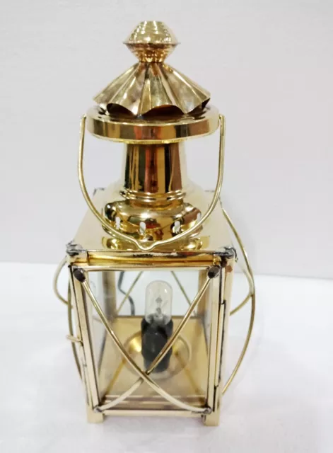 Nautical Brass Electric Lamp Maritime Ship Hanging Lantern Boat Light 12" 3