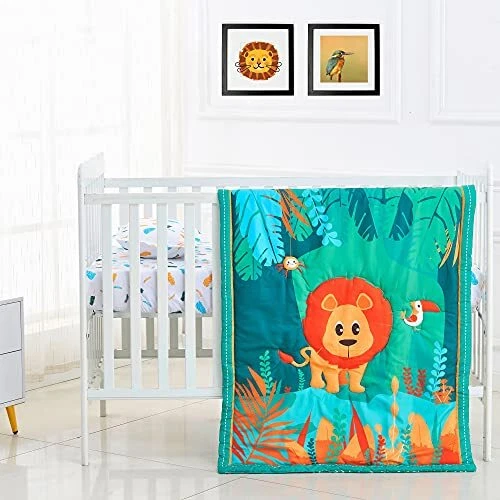 3 Pieces Safari Park Crib Bedding Sets for Boys and Girls | Baby Bedding Set