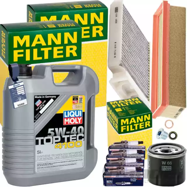 MANN INSPEKTIONSPAKET+5L LIQUI MOLY 5W40 ÖL passend für RENAULT CLIO 3 DACIA 1.2