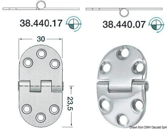 Charnière Inox À Encastrer 47x30 MM Marque Osculati 38.440.07
