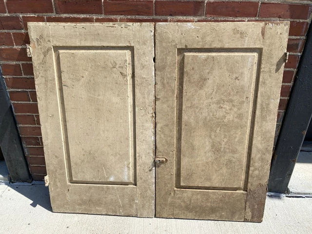 Pair C.1840-60 Raised Panel Cupboard, Cabinet Doors, Mortise & Tenon Corners