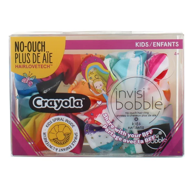 6 Pack Invisibobble Crayola HairLoveTech No Ouch Hair Rings, Kids, 2 Ct