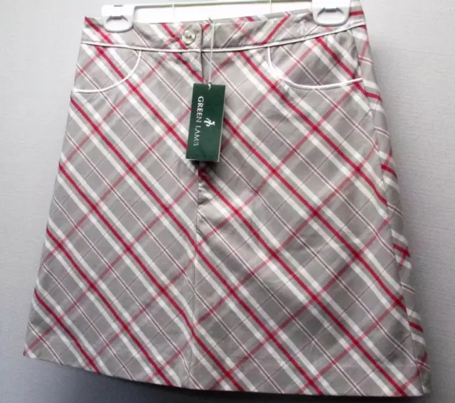 New Ladies Green Lamb Grey Check Golf Skorts Size US 4