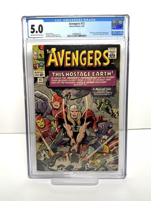 Avengers #12 CGC 5.0 1965 Kirby/Stan LeeKEY!Letter from G.R.R Martin+MoleMan App