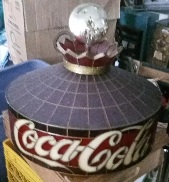 Vintage Coca Cola Stained Acrylic Tiffany Style Hanging Light No Breaks or Chips