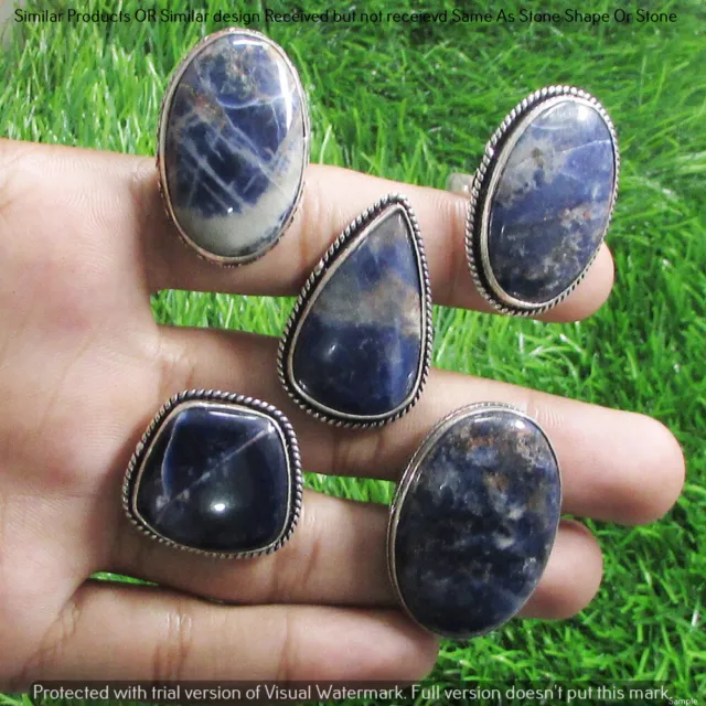 Sodalite 15 Piece Wholesale Ring Lots 925 Sterling Silver Ring NRL-1292
