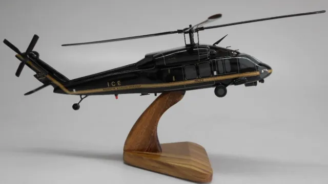 UH-60-A Immigration Customs Helicopter Mahogany Kiln Dry Wood Model Large New