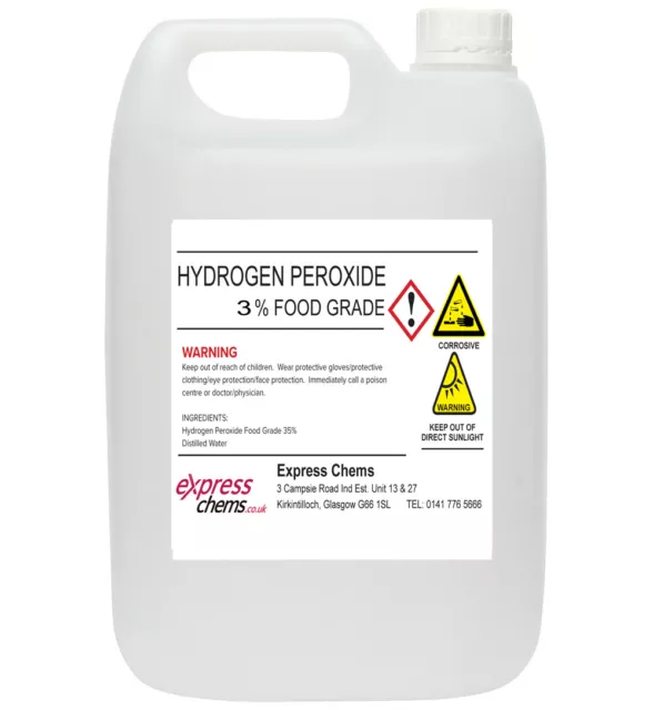 5 Litre (5L) Hydrogen Peroxide 3% Food Grade Disinfectant Cleaner Solution