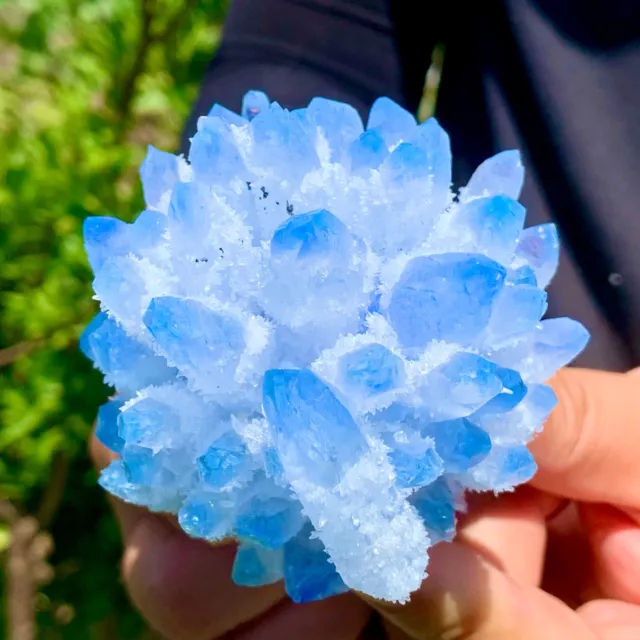 299G New Find sky blue Phantom Quartz Crystal Cluster Mineral Specimen Healing