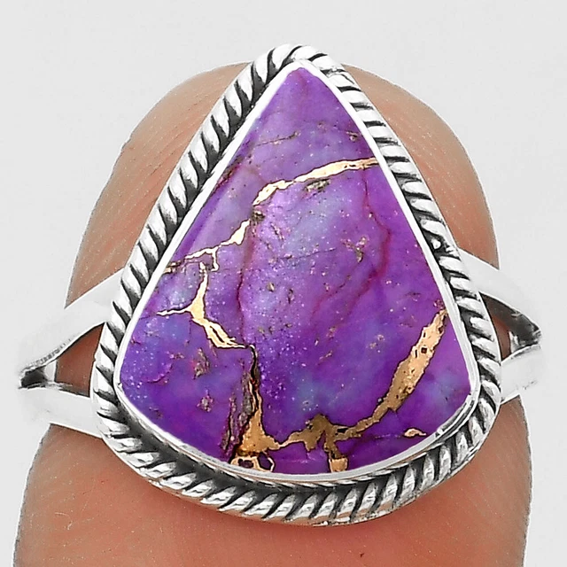 Copper Purple Turquoise - Arizona 925 Sterling Silver Ring s.7 Jewelry R-1010