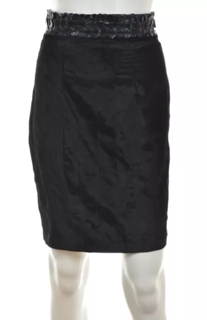 Daniela Corte Womens Skirt Size XS Black Velvet Pencil Knee Length Polyester