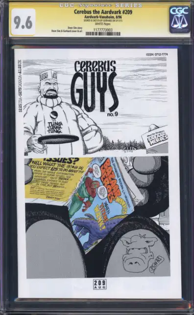 Cerebus The Aardvark #209 Cgc 9.6 White Pages // Signed + Sketch Gerhard