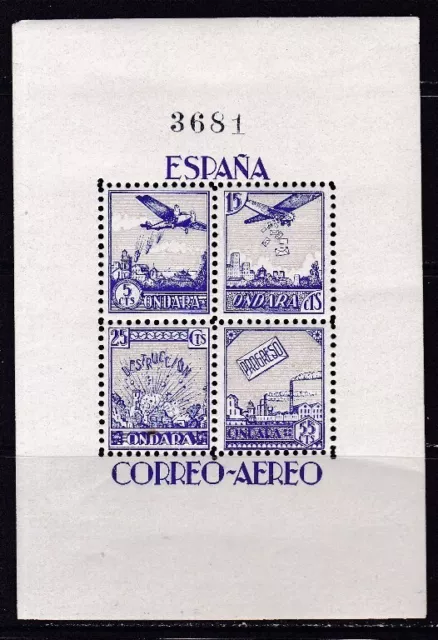 España - Guerra Civil - Hondara - Hojita Correo Aereo - Dentada