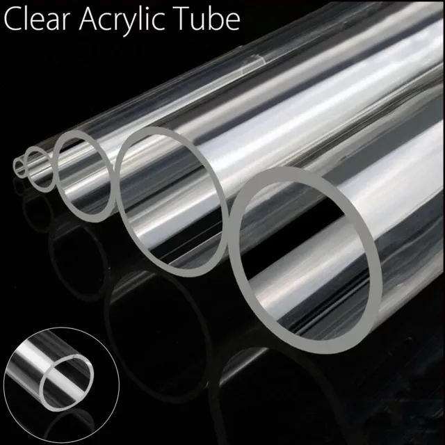 Transparent 6-35mm OD Clear Acrylic Plastic Round Tube Hollow Pipe 25cm Long