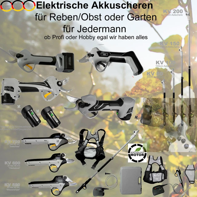 Elektrische Akku Schere Garten Ast Reb Obst kabellos Kamikaze 22 mm - 35 mm 44V