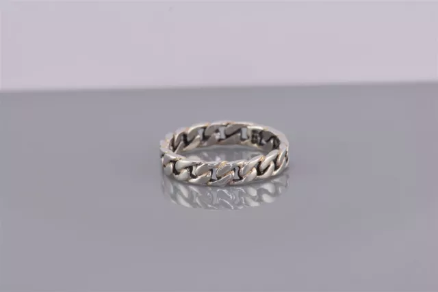 Sterling Silver 4mm Solid Curb Linked Band Ring 925 Sz: 7