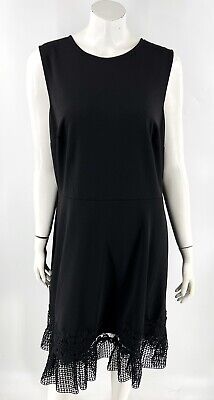 Lane Bryant Fit Flare Dress Plus Size 16W Black Lace Hem Sleeveless Womens