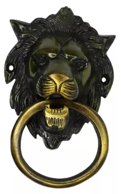 Lion Face Shape Antique Victorian Style Door Bell Handcrafted Brass Door Knocker