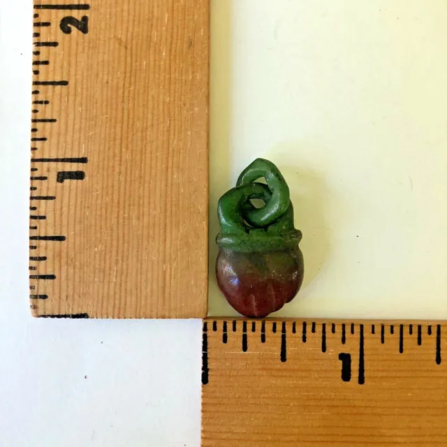 VINTAGE Pendant Carved Green /Brown Stone Hand Bead With Link Oriental  - NEW