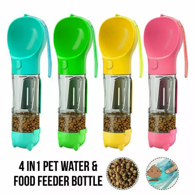 4 in1 Pet  Dog Cat Puppy Water Feeder Bottle Cup Travel Pooper Scooper Outdoors