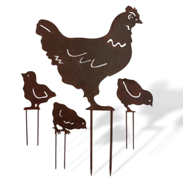 Ensemble de 4 piquets de jardin piquets de lit poulet fer 56cm style antique