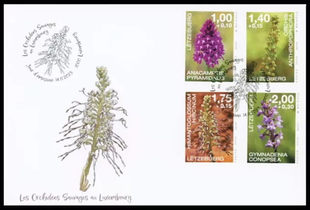 Luxembourg 2023 Orchidées set complet FDC