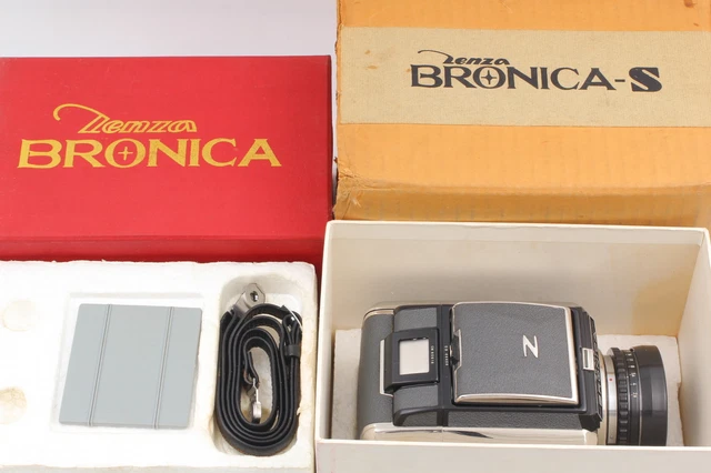 NEAR MINT+3 IN BOX Zenza Bronica S Medium Format Camera + nikkor 75mm f2.8 JAPAN