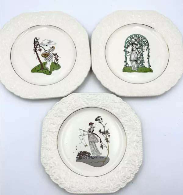 George Barbier Plates Art Nouveau 8 1/4" Lot 3 Burleigh Staffordshire England