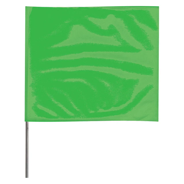GRAINGER APPROVED 2318GG-200 Marking Flag,18", Glo Green,PVC,PK100