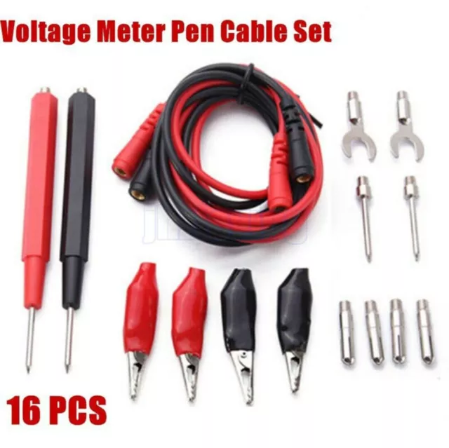 16 Piece Multimeter Cable Clip Set for Test Probe Leads Included in the Package