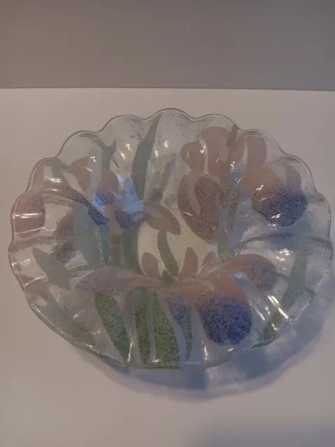 Sydenstricker Fused Glass Iris Bowl - Rare Find