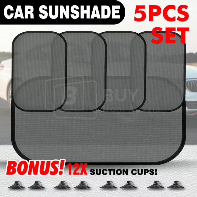 5Pcs Side Front Rear Window Screen Mesh Sunshade Sun Shade For Car UV Protection