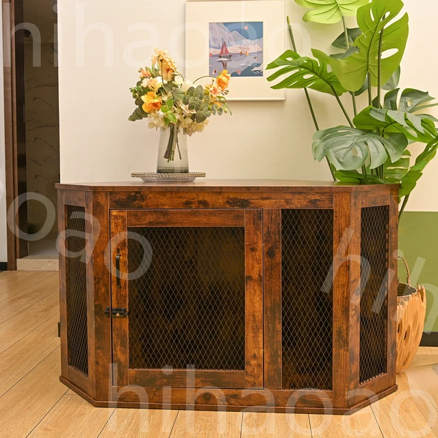 Indoor Dog Kennel Pet Crate End Table Wooden Cage Cat House Wood Pen Furniture