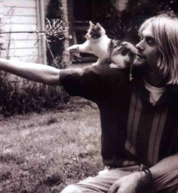 Nirvana Poster Page . 1989 Kurt Cobain & Pet Cat . Nevermind . N8
