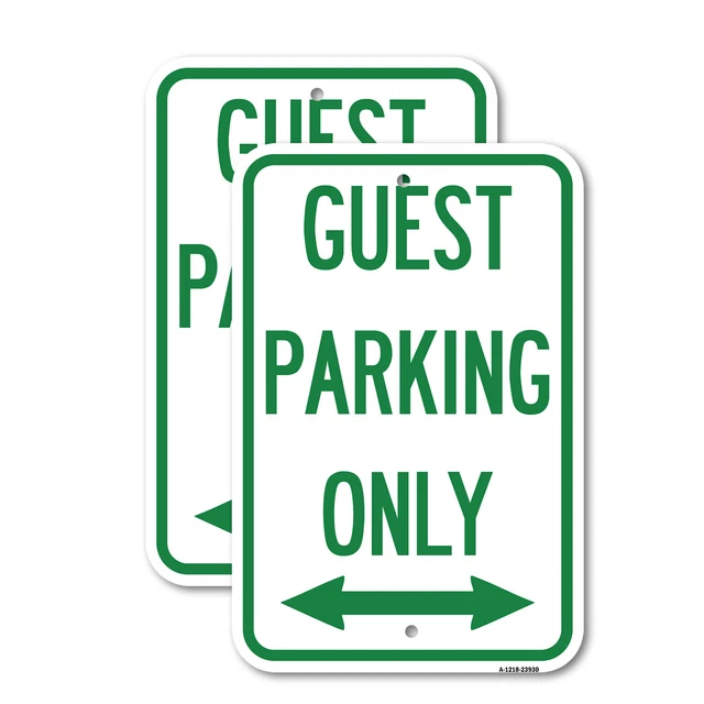 (2 Pack) Guest Parking Only (With Bidirectional Arrow) 12" X 18" Aluminum Sign
