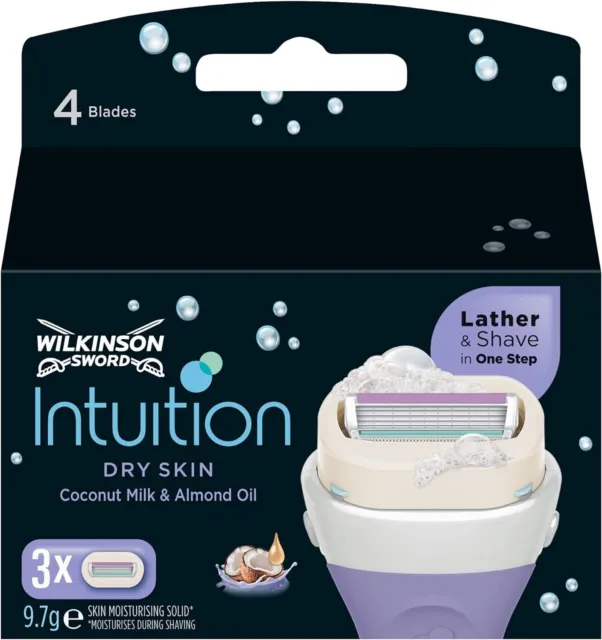Wilkinson Sword Intuition Dry Skin Razor Blades for Women, Pack of 3