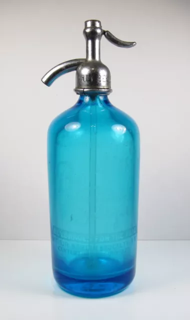 Antique Rare Arthur Arty Berlin's Good Health Blue Seltzer Bottle Brooklyn NY