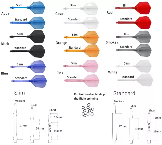 Harrows CLIC System - Dart Flights and Stems - Choose from 9 Colours and 3 Sizes