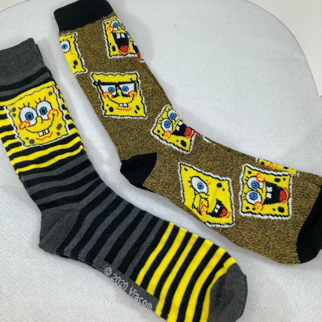 NWT SpongeBob Squarepants Crew Socks Mens (2 Pair)