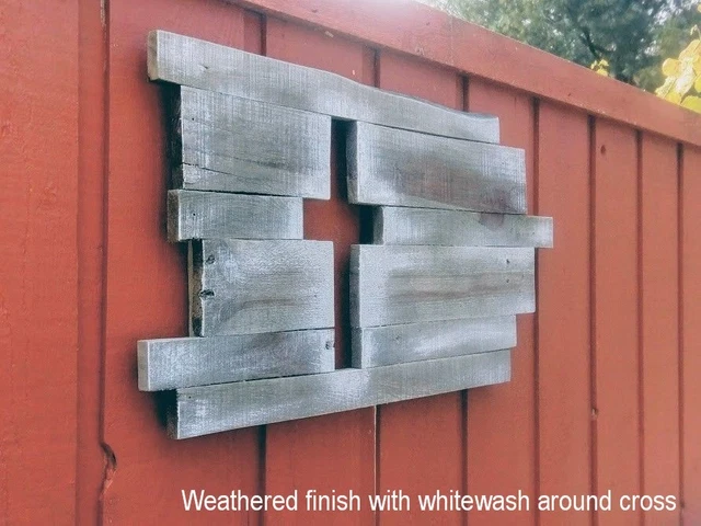 Hand crafted, Holy Cross cutout, wall decor, rustic, reclaimed red oak