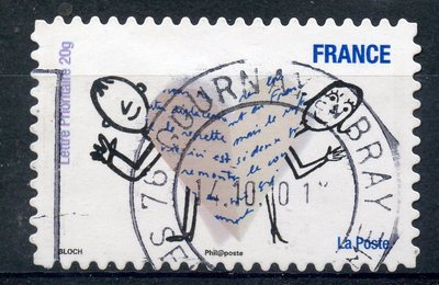 TIMBRE FRANCE AUTOADHESIF OBLITERE N° 476 SOURIRES DESSINS DE SERGE BLOCH 