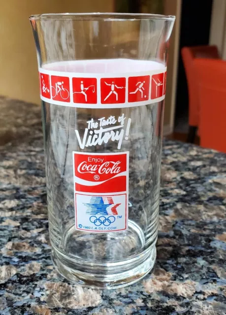 Vintage Coca Cola Taste of Victory Drinking Glass 1980 Olympic Los Angeles set 4 2