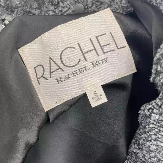 RACHEL Rachel Roy Black Fluffy Button Down Vest Womens Size S 3