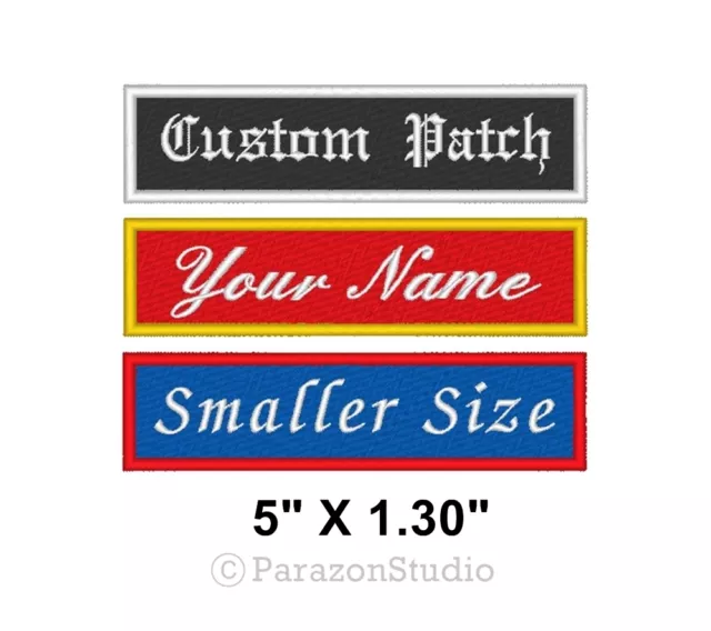IRON-ON Custom Embroidered Name Patch, Name Tag,Name Badge Rectangular  1.5x3.5