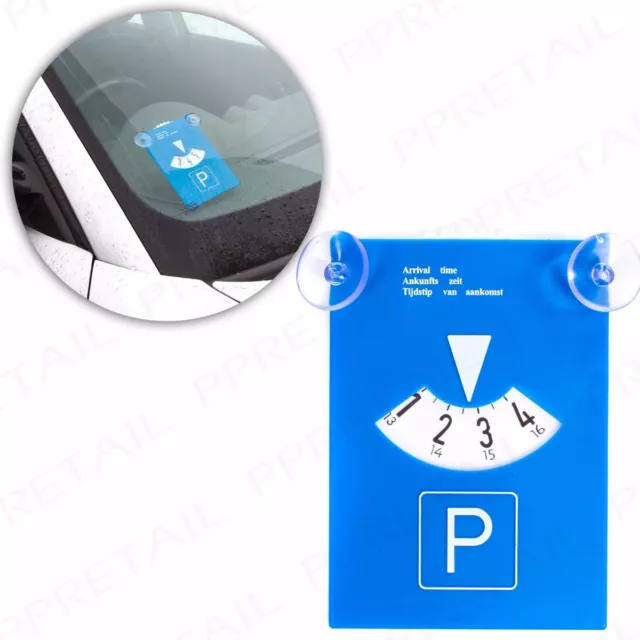 PARKING DISC + SUCTION CUPS Easy Fit Windscreen Car/Van/Work Timer Blue Badge